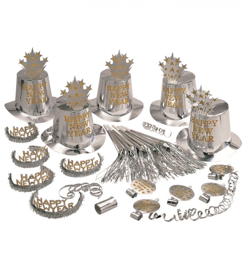 Kit Ano Novo para 10 Happy New Year Prateado