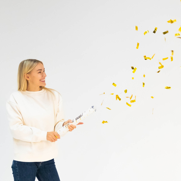 Canhão de confettis 40cm Dourado Foil 