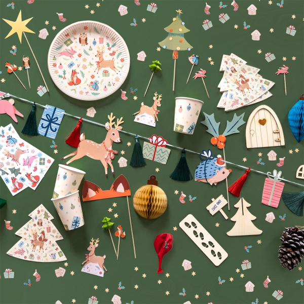 4 Folhas de Autocolantes para janela Winter Woodland Natal