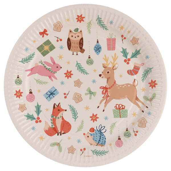 8 Pratos 23cm Winter Woodland Natal