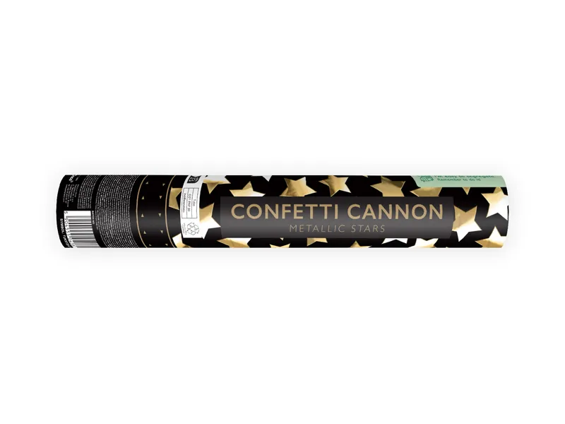 Canhão de confettis 28cm Estrelas Dourado