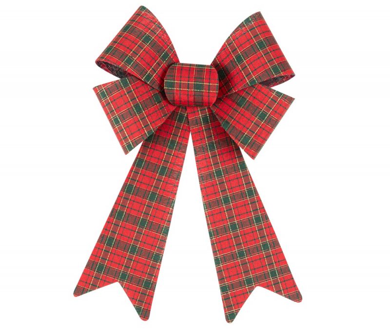 Laço Tartan Vermelho, Verde e Dourado 23x34cm