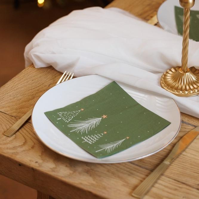 20 Guardanapos 32,5cm Verdes Natal