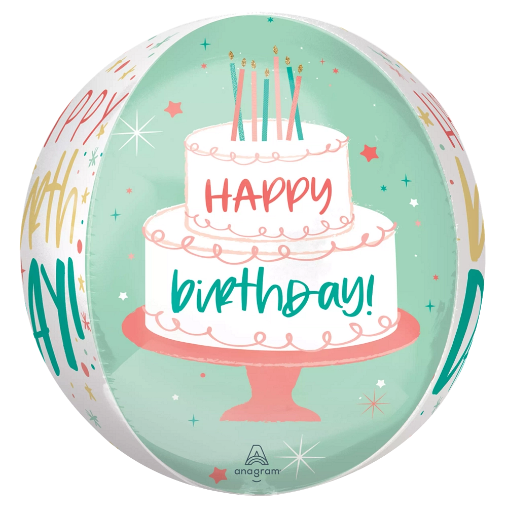 Balão Foil Orbz 38x40cm Happy Cake Day