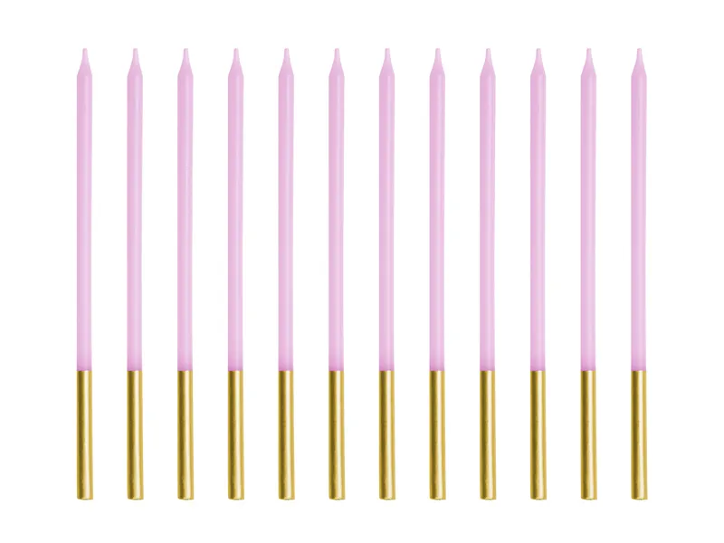 12 Velas de Aniversário 14cm Violeta & Dourado