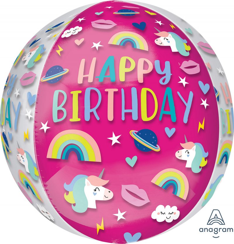 Balão Foil Orbz 38x40cm Happy Birthday Mix