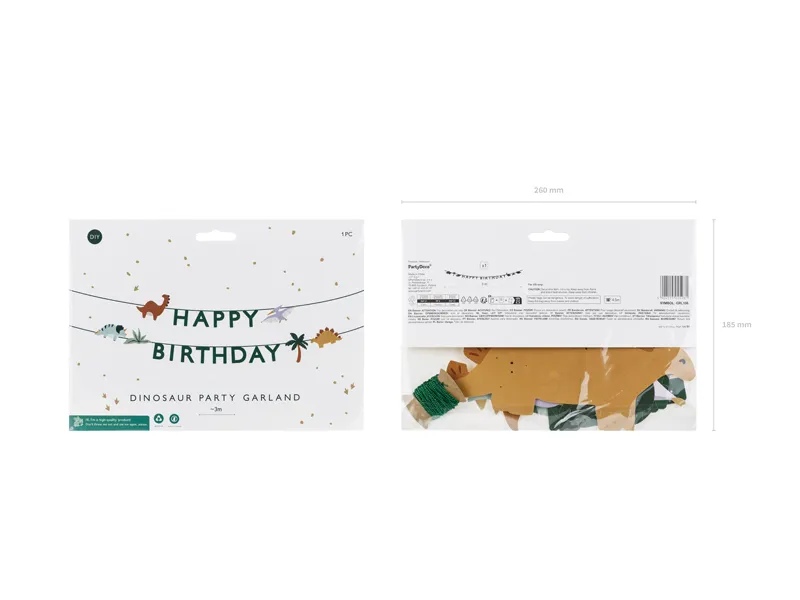 Grinalda Happy Birthday 3m Dinossauros 