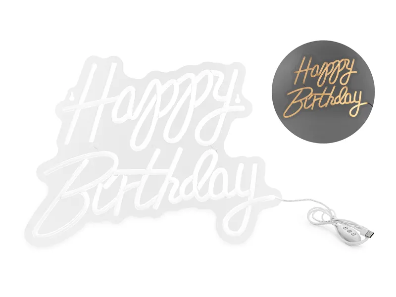 Happy Birthday em LED Neon