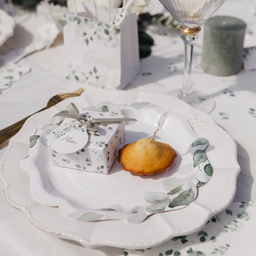 8 Pratos 23cm Jardim Botânico Folhas Verde Sálvia 