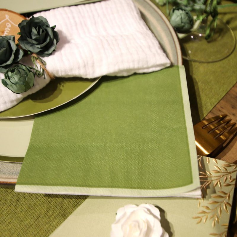 15 Guardanapos 24cm Verde Cinza e Sálvia