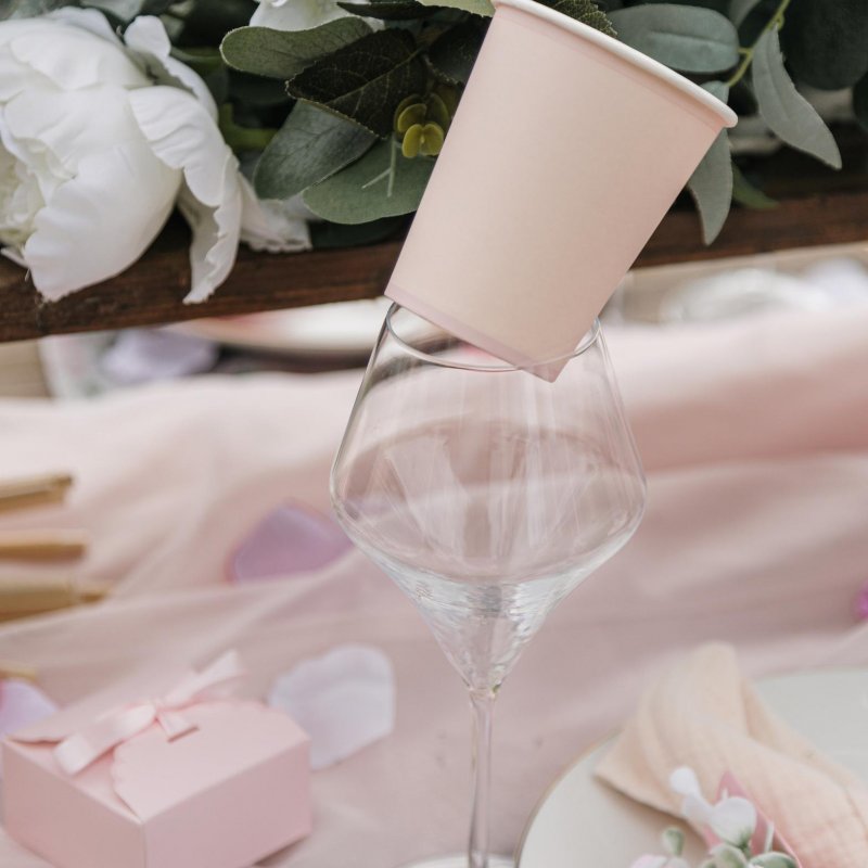 6 Copos 255ml Rosa e Rosa Pó