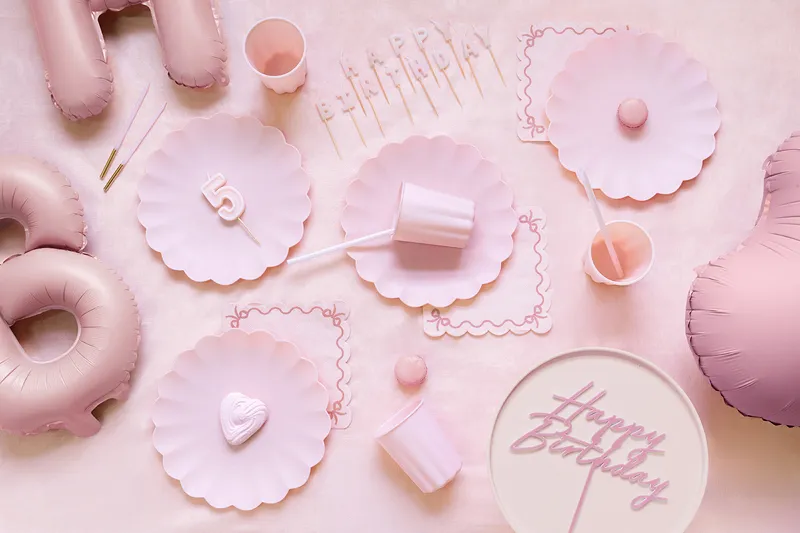 Topo de Bolo Happy Birthday Acrilico 16,5cm Rosa Claro