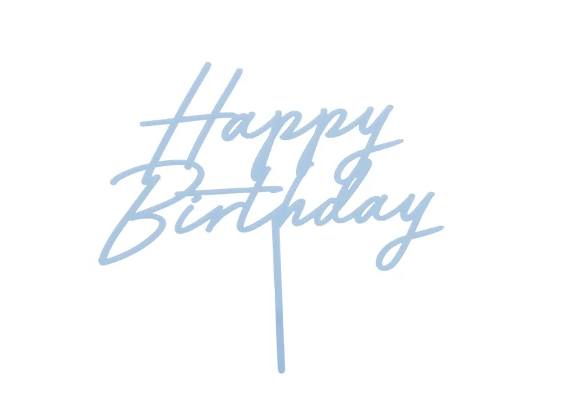 Topo de Bolo Happy Birthday Acrilico 16,5cm Azul Claro