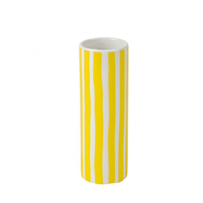 Vaso de Cerâmica Riscas Amarelo
