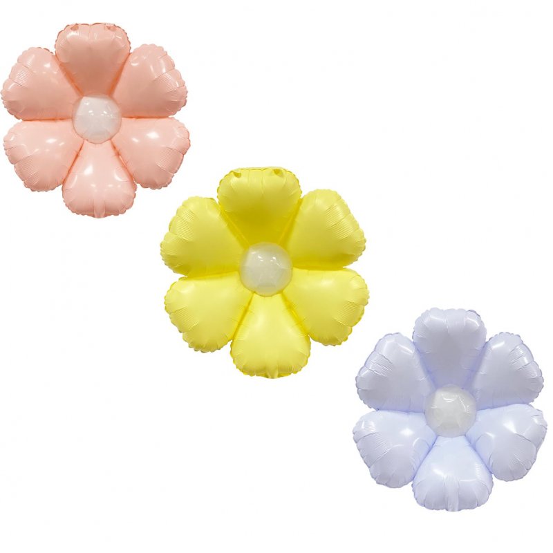 3 Balões Foil 77x66cm Margaridas - Rosa, Lilás e Amarela