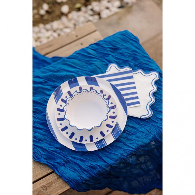 15 Guardanapos 24cm Mix&Match - Riscas Azuis