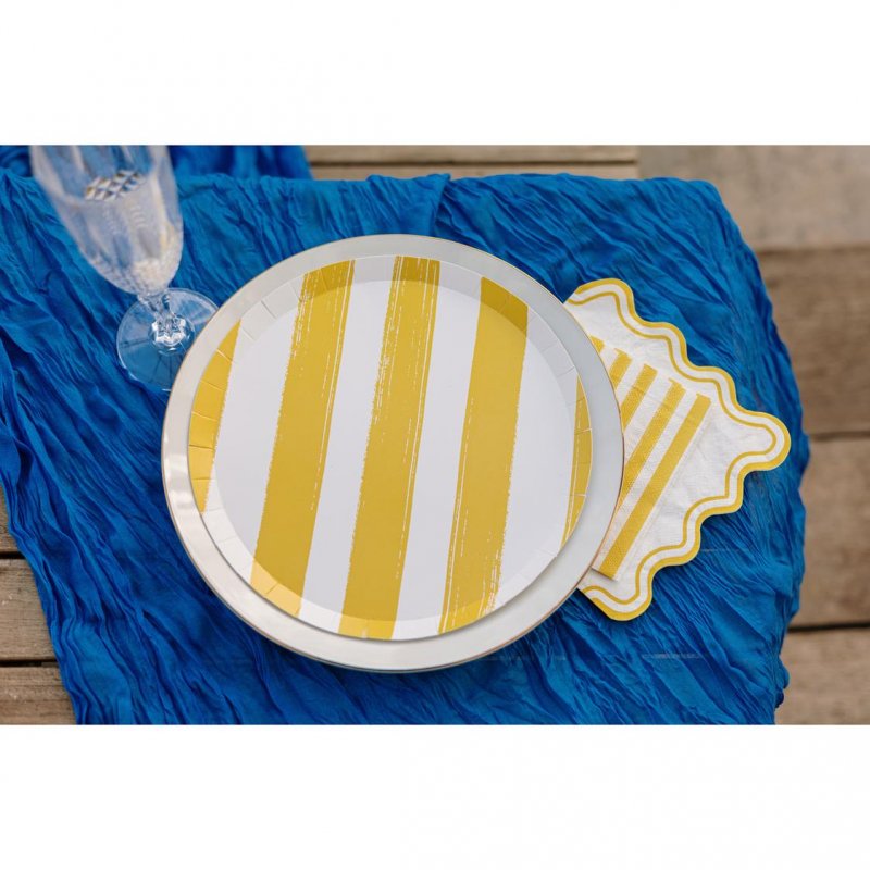 6 Pratos 23cm Mix&Match - Riscas Amarelas