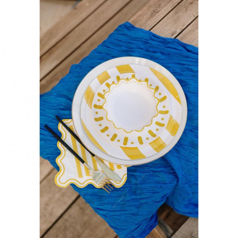 6 Pratos 23cm Mix&Match - Riscas Amarelas