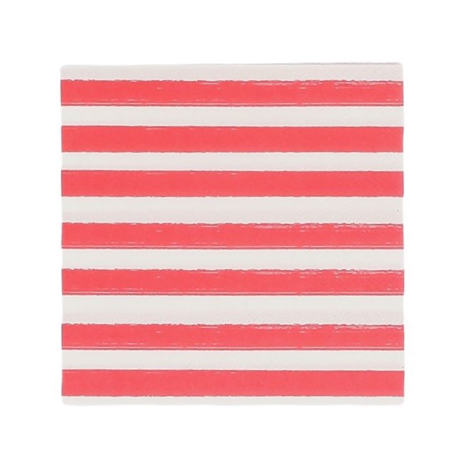 15 Guardanapos 24cm Mix&Match - Riscas Vermelhas