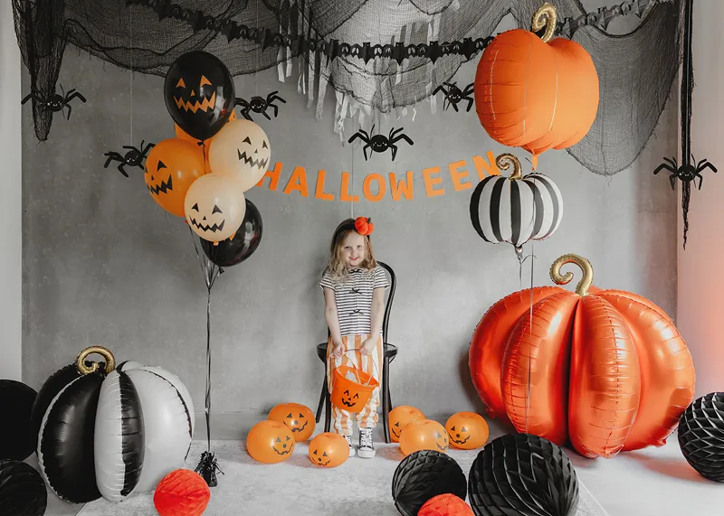 Balão Foil 39x38cmAbóbora Riscas - Halloween