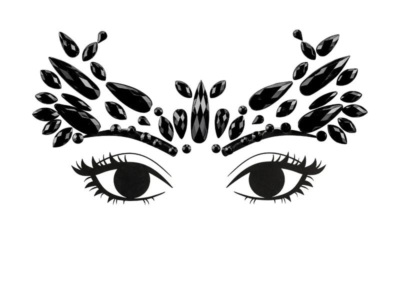 Cristais Pretos Decoração Rosto 14,5x5,5cmm