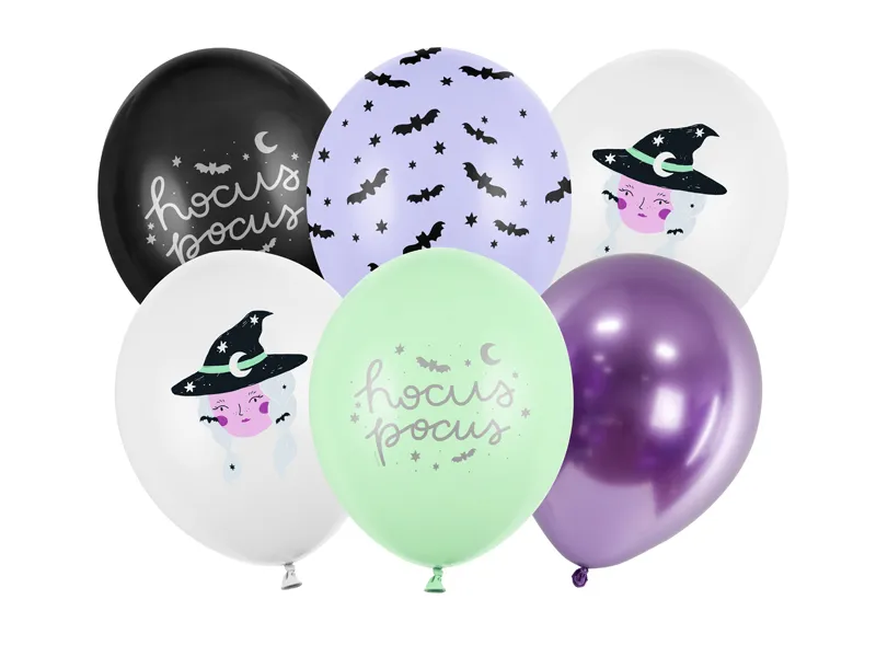 6 Balões Látex 30cm Bruxas & Morcegos - Halloween