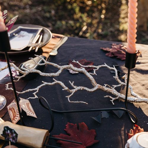 Suporte de Vela Duplo Metal Preto 27,5x30cm