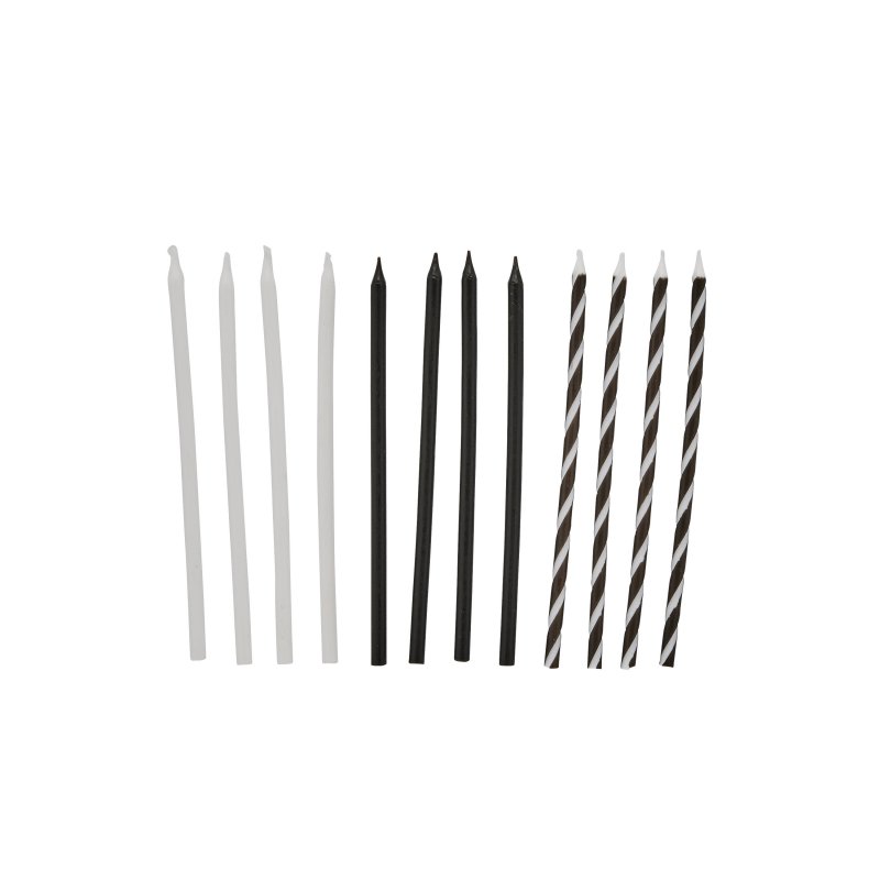 12 Velas de Aniversário 15cm Pretas