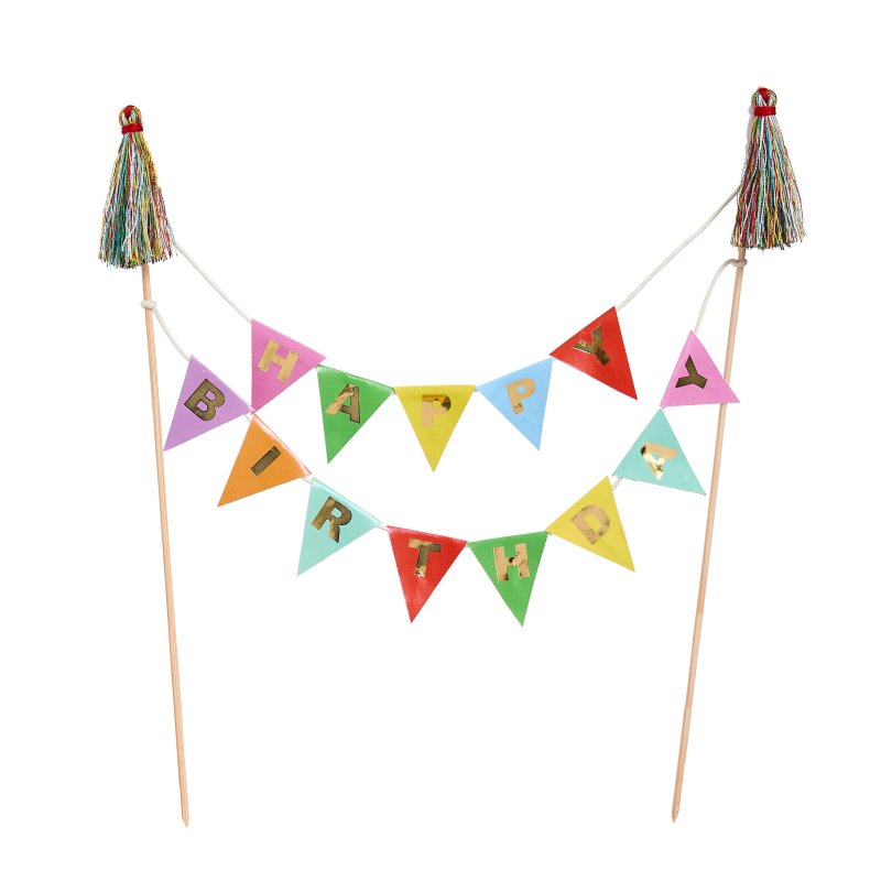 Topo de Bolo Happy Brithday Bright Banquet