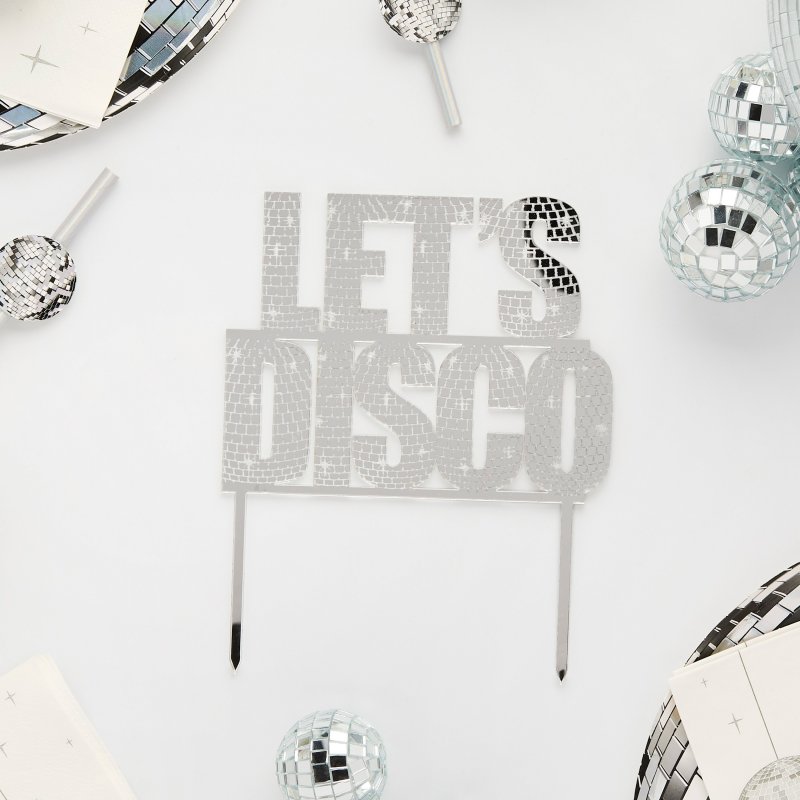 Topo de Bolo Acrílico Let's Disco - Disco Ball