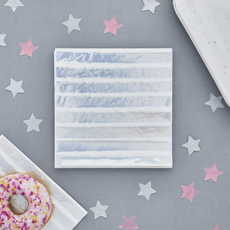 16 Guardanapos 16,5cm Riscas Iridescente Foil