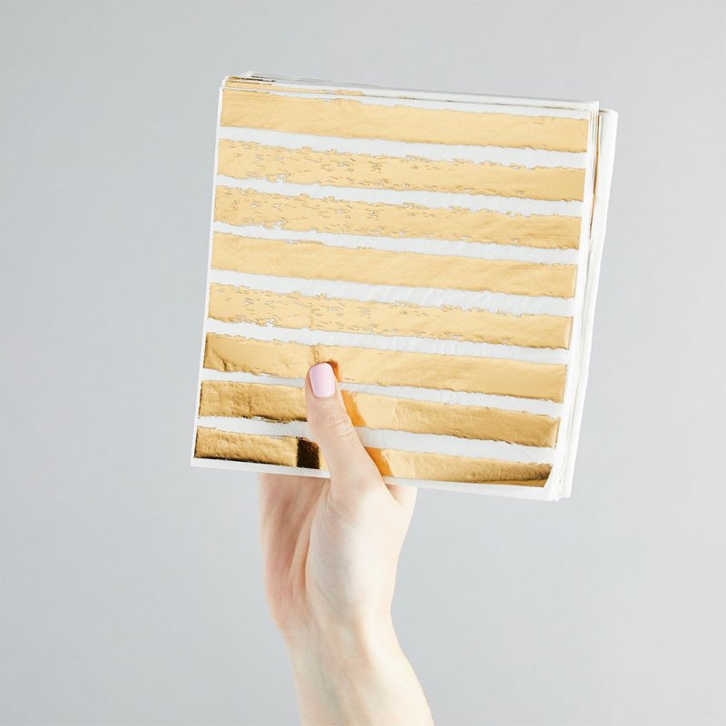 16 Guardanapos 16,5cm Riscas Dourado Foil
