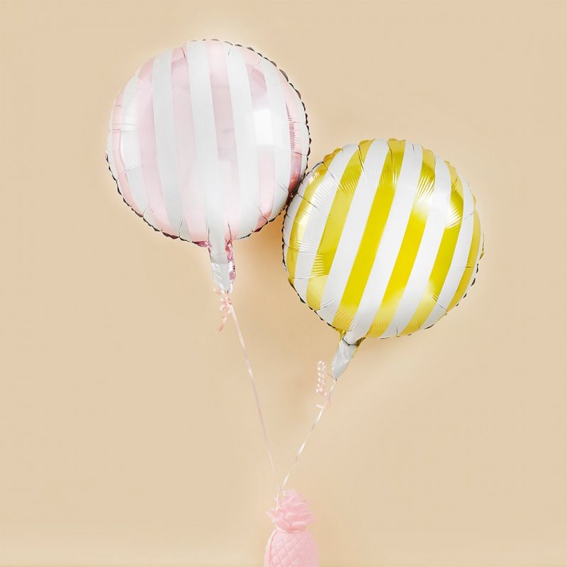2 Balões Foil 45cm Riscas - Rosa e Amarelo
