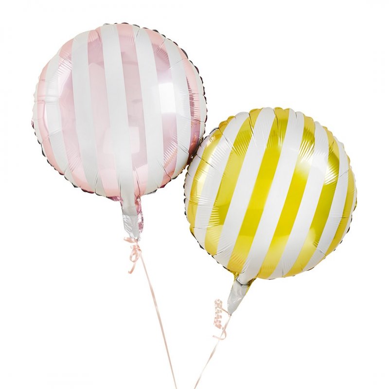 2 Balões Foil 45cm Riscas - Rosa e Amarelo