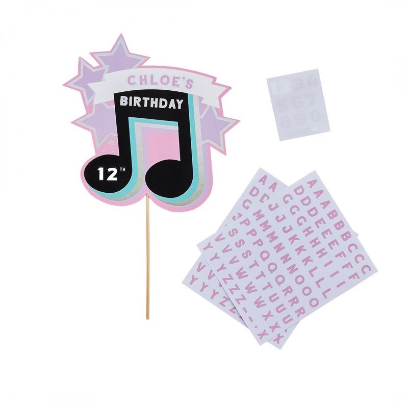 Topo de Bolo Personalizável Nota Musical Let's Dance Party