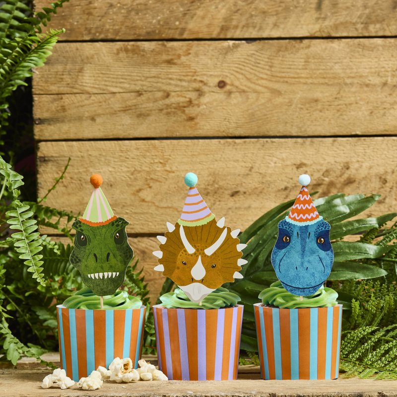 12 Formas de Cupcake & Picks Party Dinosaur