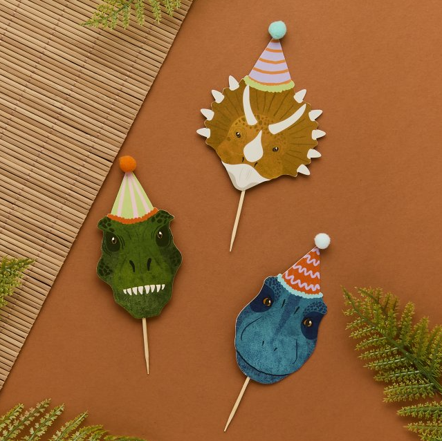 12 Formas de Cupcake & Picks Party Dinosaur