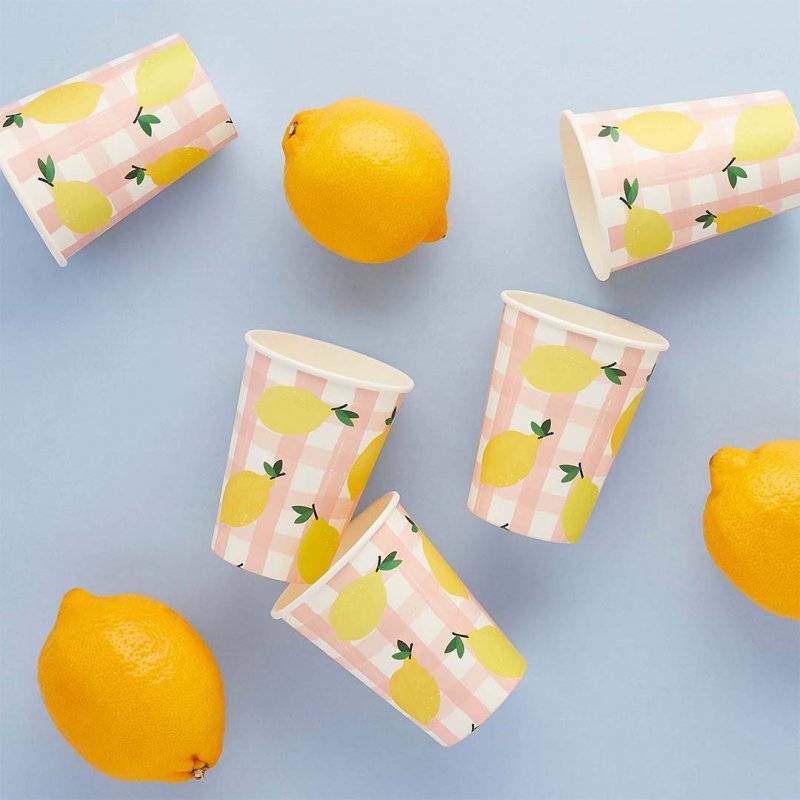 8 Copos 250ml Lemon & Gingham