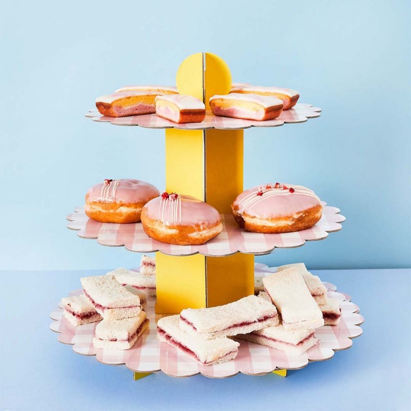 Cupcake Stand 34x35cm Lemon & Gingham