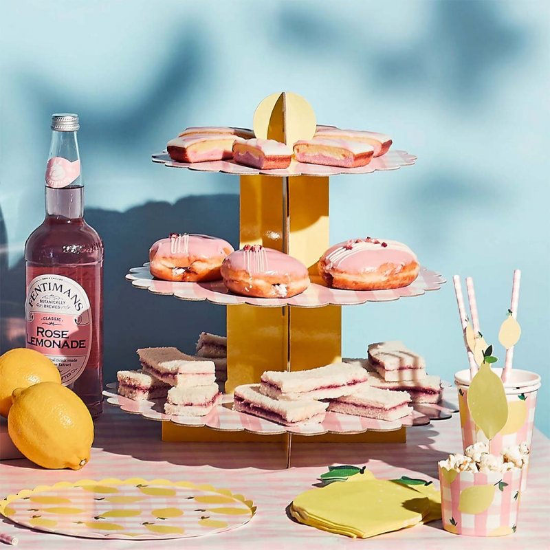 Cupcake Stand 34x35cm Lemon & Gingham