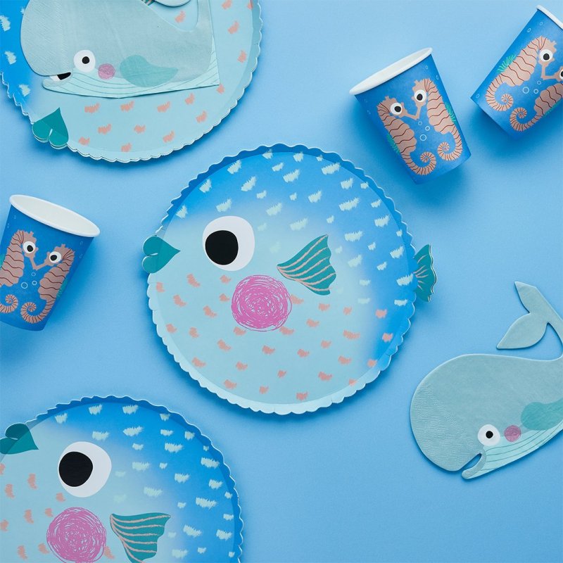 8 Pratos 23x26cm Puffer Fish - Sea Friends