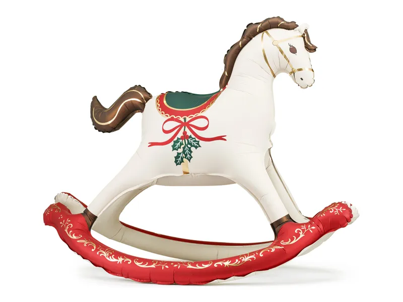 Balão Foil 118x104cm Cavalo de Baloiço Natal