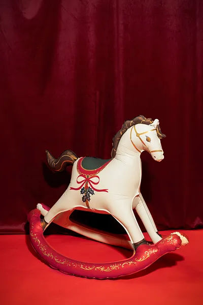 Balão Foil 118x104cm Cavalo de Baloiço Natal