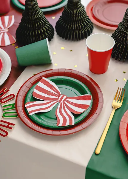 12 Guardanapos Laço Vermelho Natal