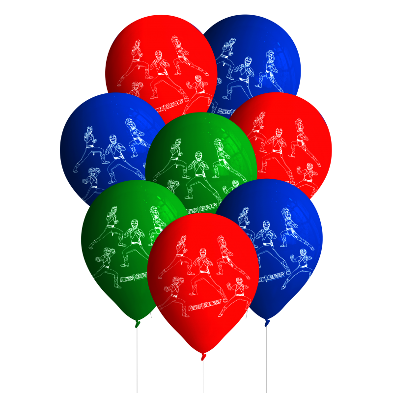8 Balões Latex 11'' Power Rangers