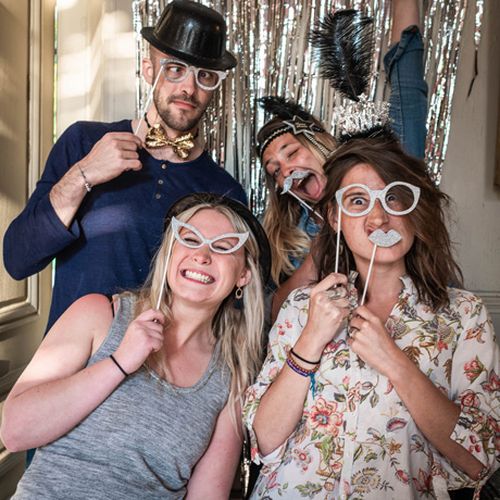 9 Adereços Fotografia (Photo booth) Prateado Glitter