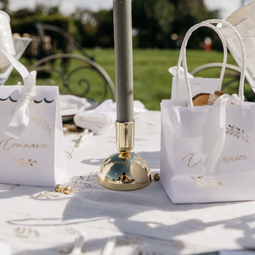 Castiçal Jacob em metal dourado 7x7cm