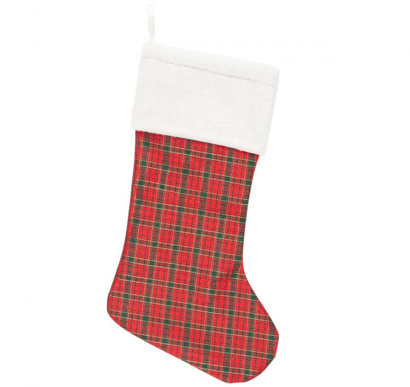 Meia de Natal de Tecido 26x45cm Xadrez