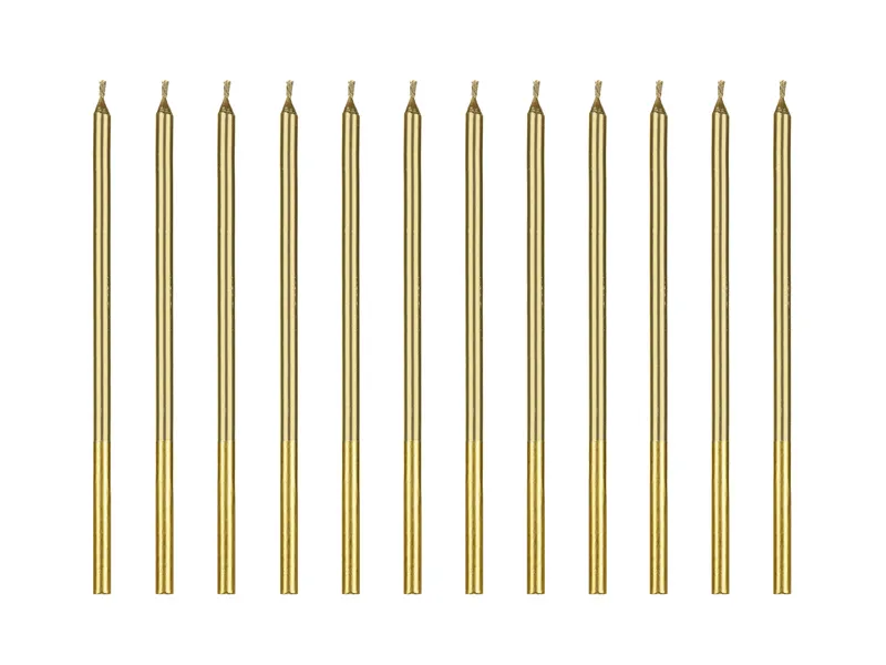 12 Velas de Aniversário 14cm Douradas