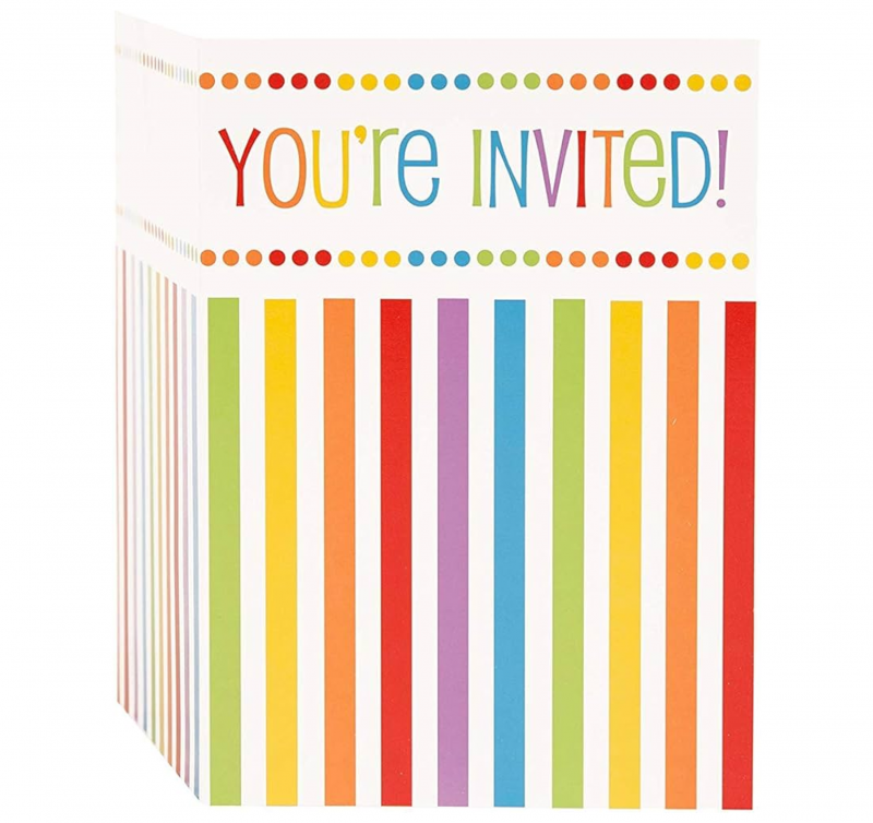 8 Convites Rainbow Birthday 